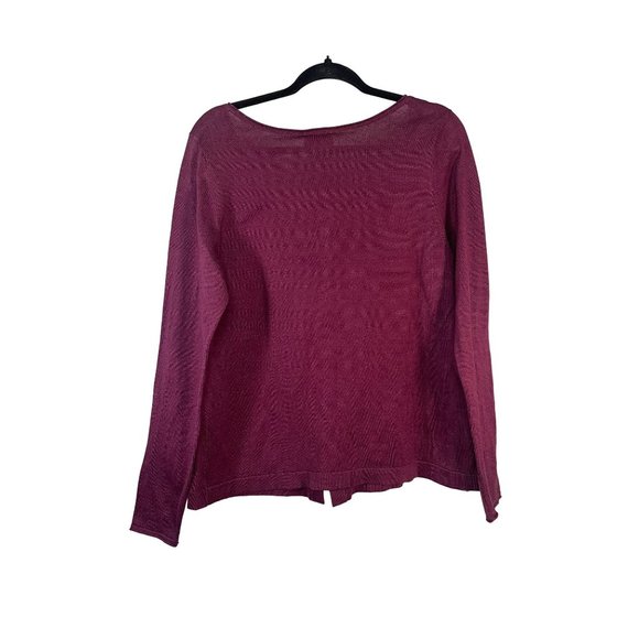 Soft Surroundings Burgundy Red Pima Cotton Button Front Sweater Size Medium - Picture 3 of 4